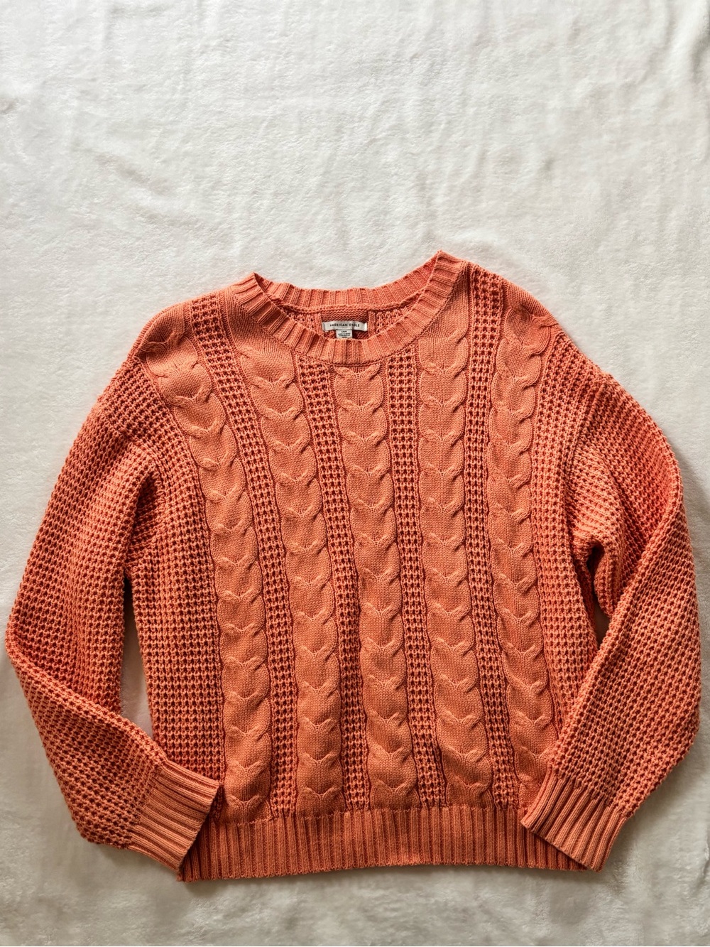 America Eagle orange cable knit sweater